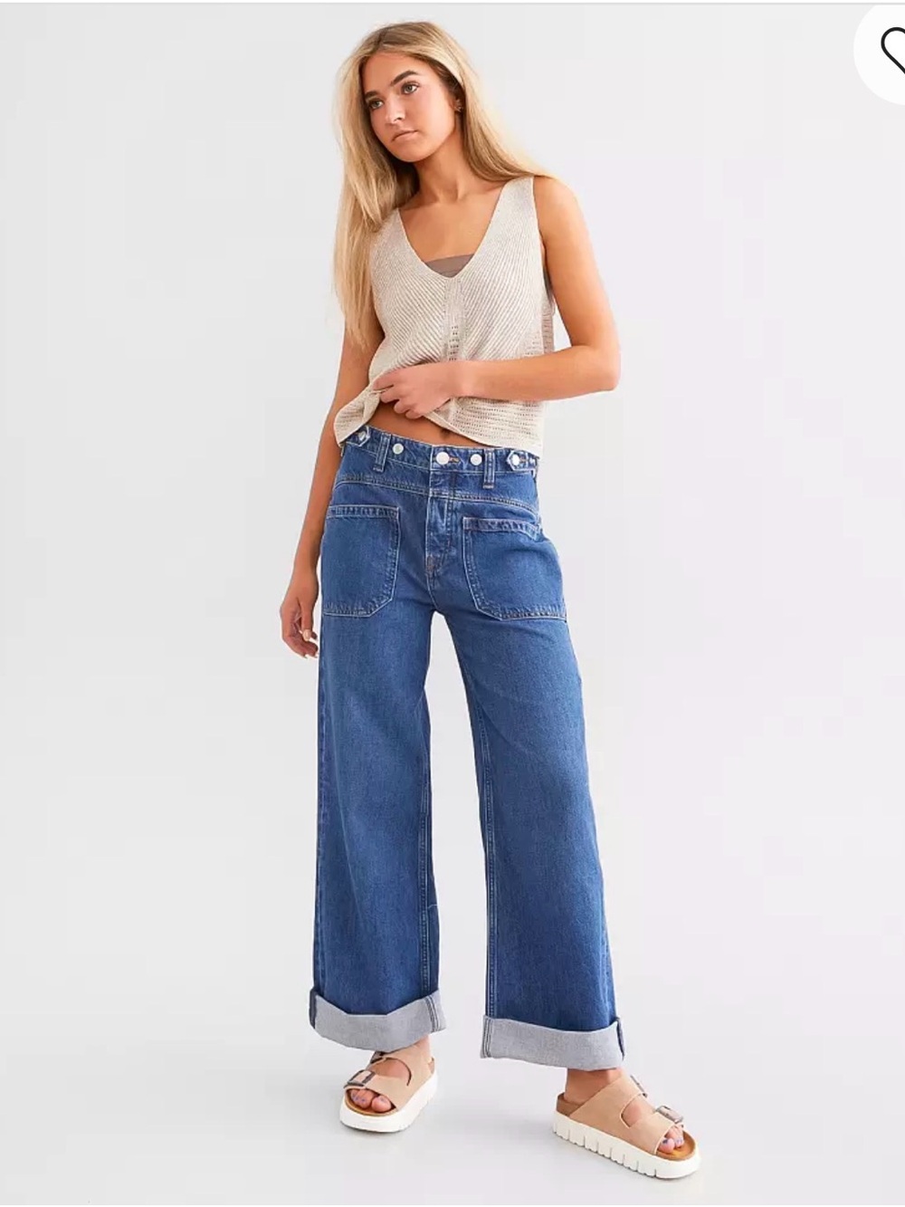 We The Free Palmer Wide Leg Cuffed denim